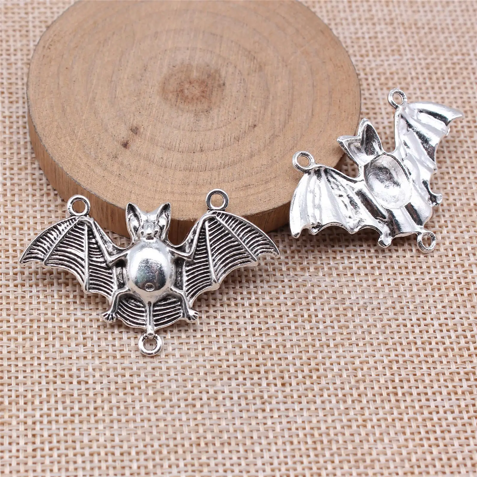 WYSIWYG 4pcs 30x48mm 3 Colors Bat Connector Charms Pendant For DIY Jewelry Making Halloween Jewelry Charms Pendant