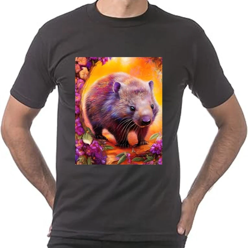 

Wombat Flower Queen, esencial de archivo azul, ropa de talla grande, camisetas para hombre, gráfica
