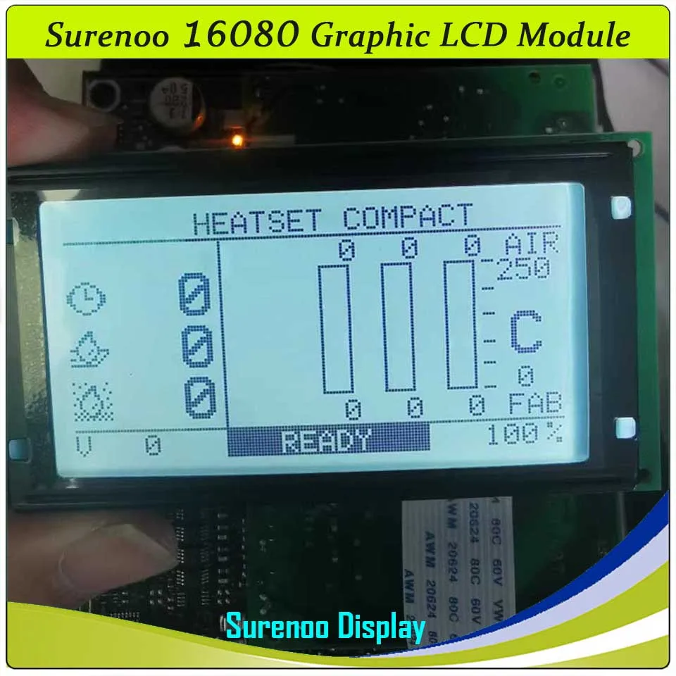 

Surenoo 16080 160*80 Graphic LCD Module Display Screen Panel Replacement for Compatible with Powerchip PG16080A 16Pin Cable