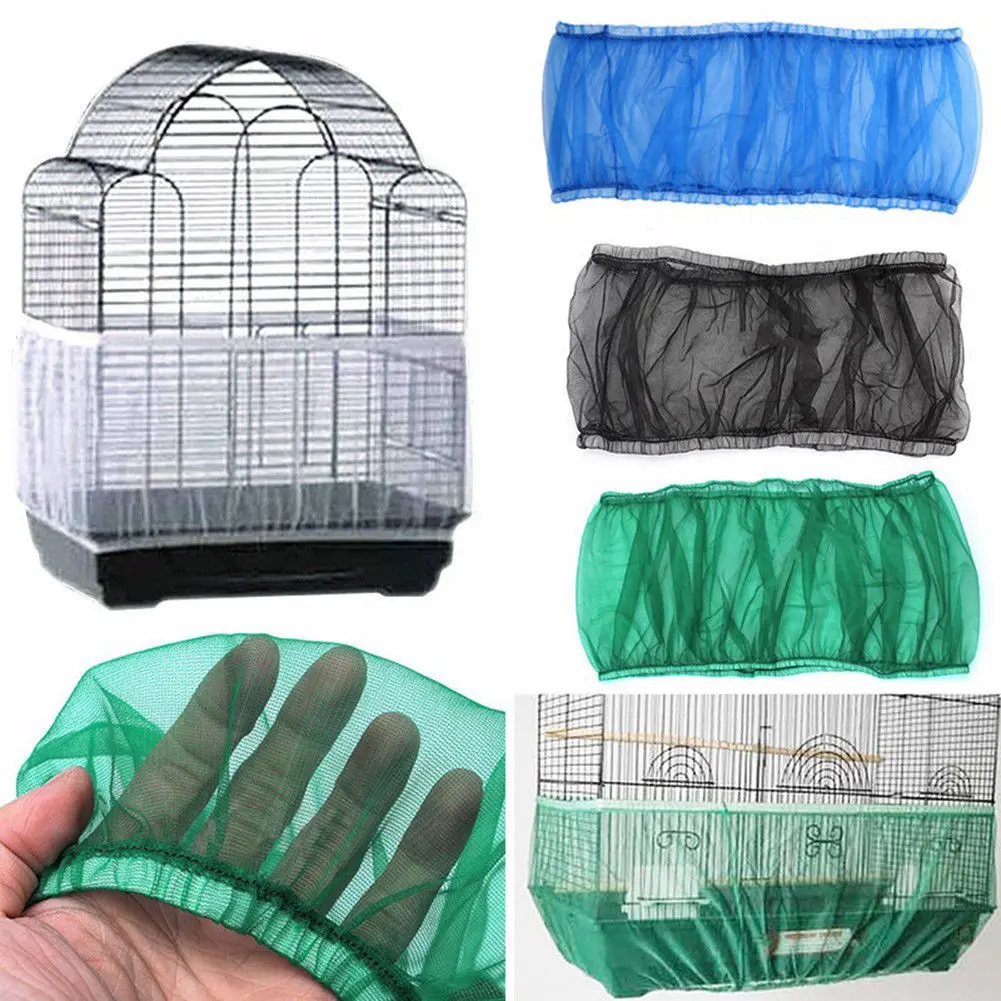 

Mesh Bird Cage Cover Net Skirt Elastic Hem Floor Protection Large Size White Cage Net Cover Bird Catcher