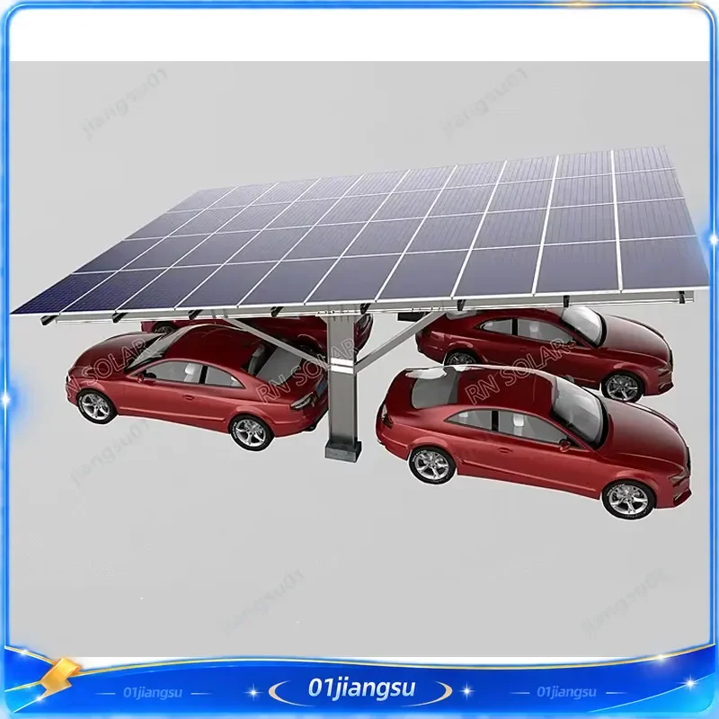 Heavy Duty Carbon Steel Solar Carport Mounting Bracket System for Ground Installation PV Panel Support Structure Rack Kit