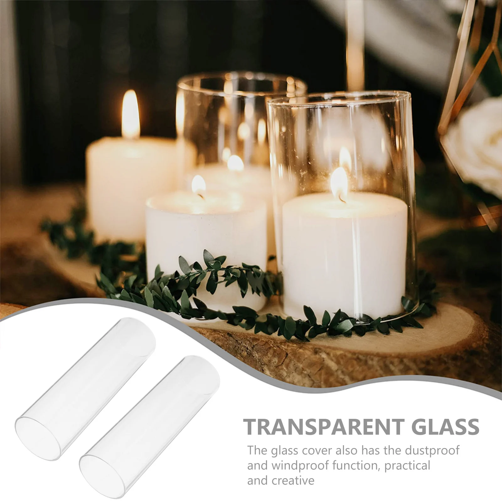 4Pcs Decorative Glass Covers for Candles Windproof Creative Home Accessory Cover Transparent Cover