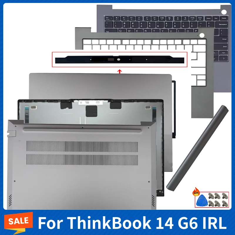 For ThinkBook 14 G6 G7 IRL IML ABP Rear Lid Back Cover Front Beze Keyboard Palmrest Bottom Case Silver Computer Accessorie Parts