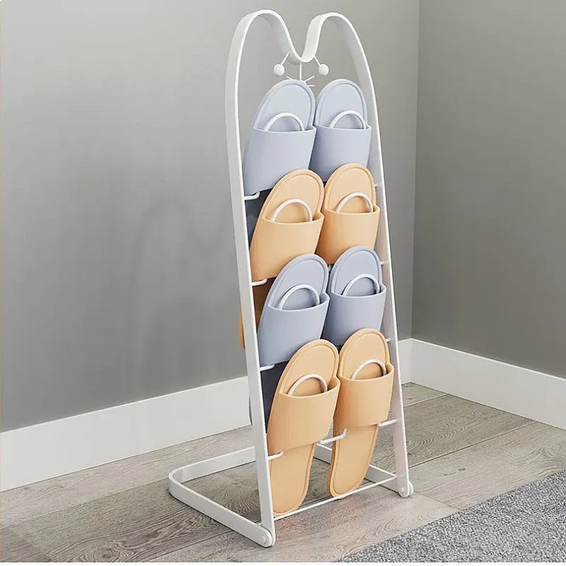 4-Layer No-Drill Shoe Rack Multifunctional Iron Storage Organizer Space-Saving Wall Mount