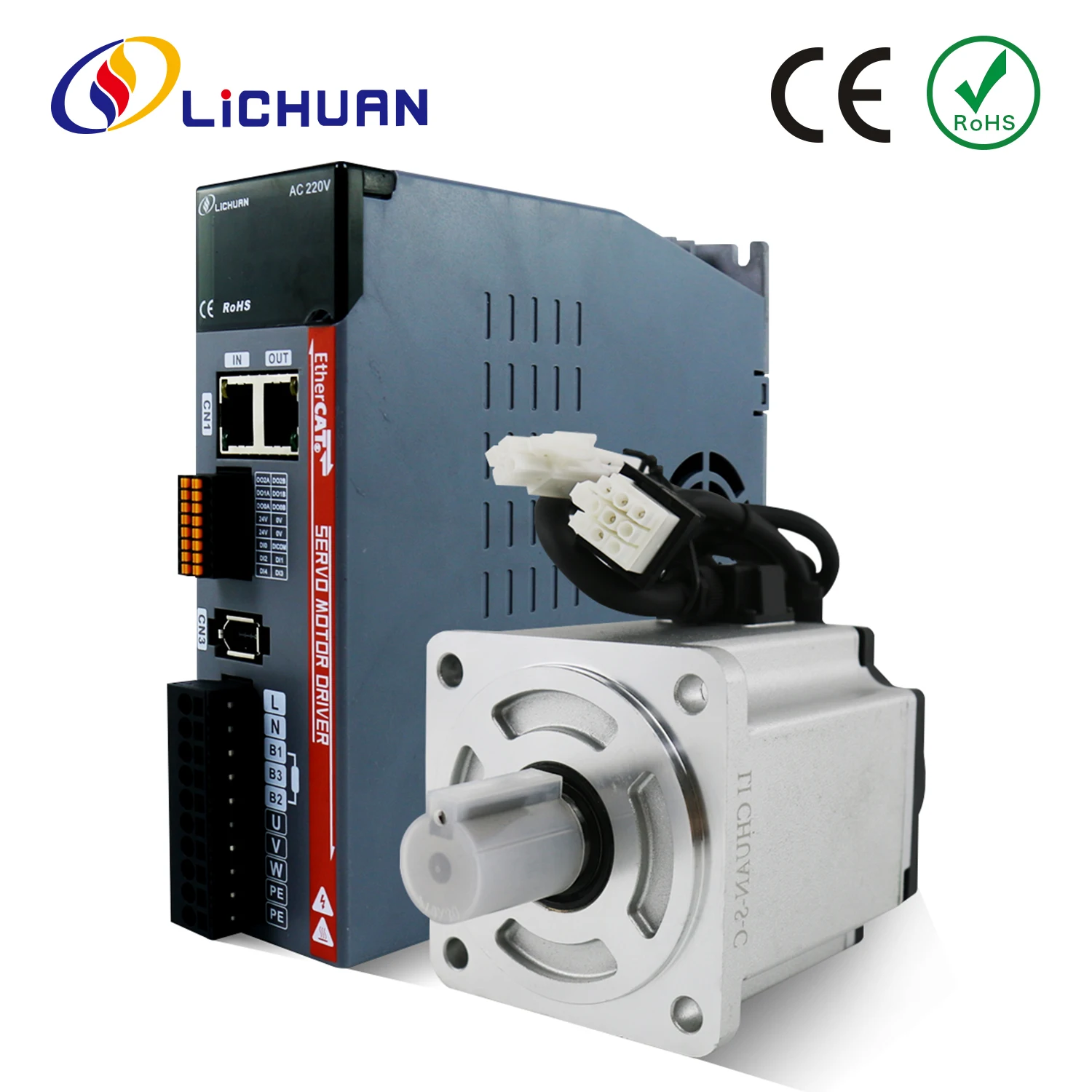 Lichuan EtherCAT 750W 1000W AC Servo Motor Driver 2.39/3.2/4N.m 2500/3000RPM 4.5/5.8/4.6A AC Servo Motors Drivers for 3D Printer