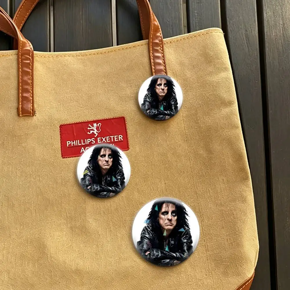 A-Alice Cooper 32/44/58mm Handmade Pins Round Brooch Badge Backpacks Clothes Jewelry Gifts