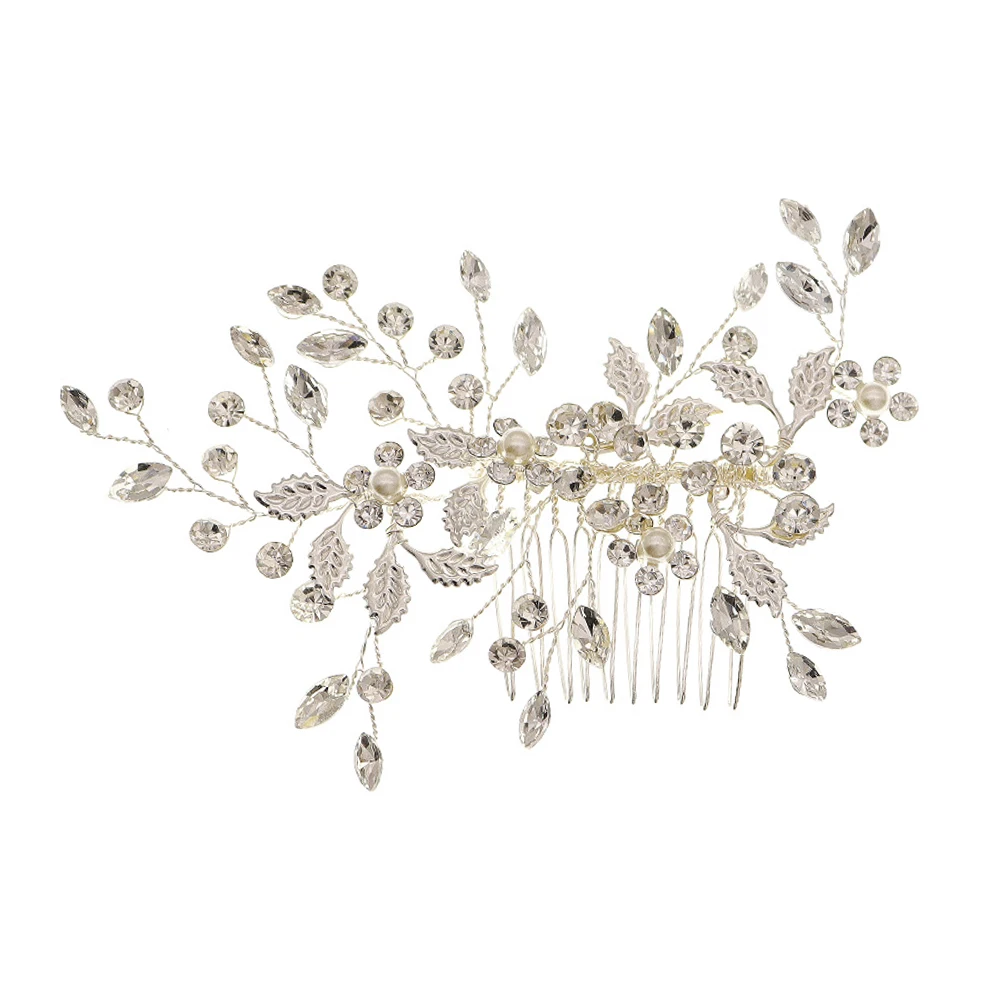 

1Pcs Pearl Rhinestone Flower Bride Hair Comb Elegant Handmade Wedding Headdress Bridal Hair Ornament Party Photography