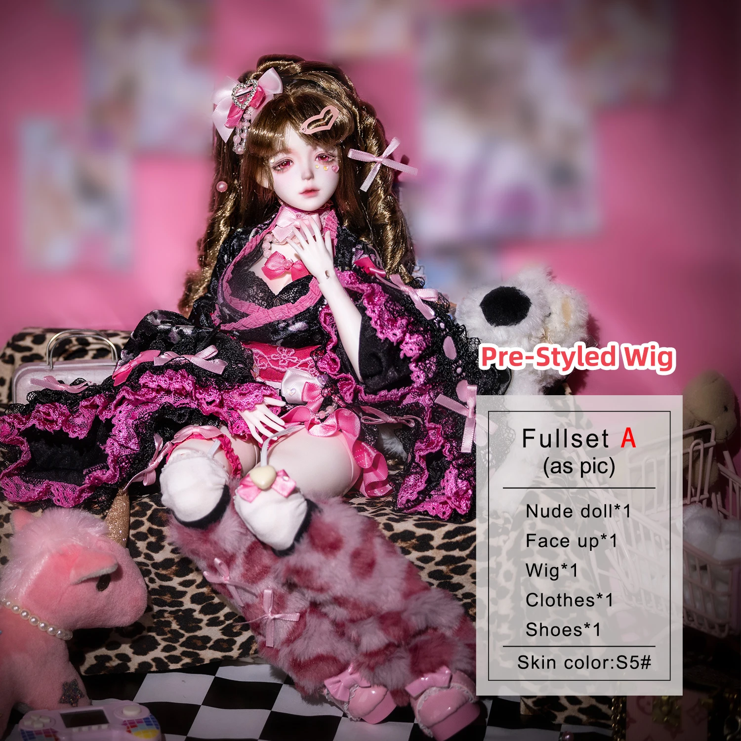BJD pop 1/4 Elaina Y2K Shibuya Gal Retro Japanse tijdschriftstijl volledige set voor Joan Body originele pop van ShugaFairy