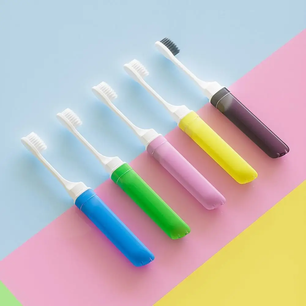 5pcs Portable Folding Toothbrush Lightweight Mini Outdoor Tooth Brush convenient Plastic Soft Bristle Toothbrush