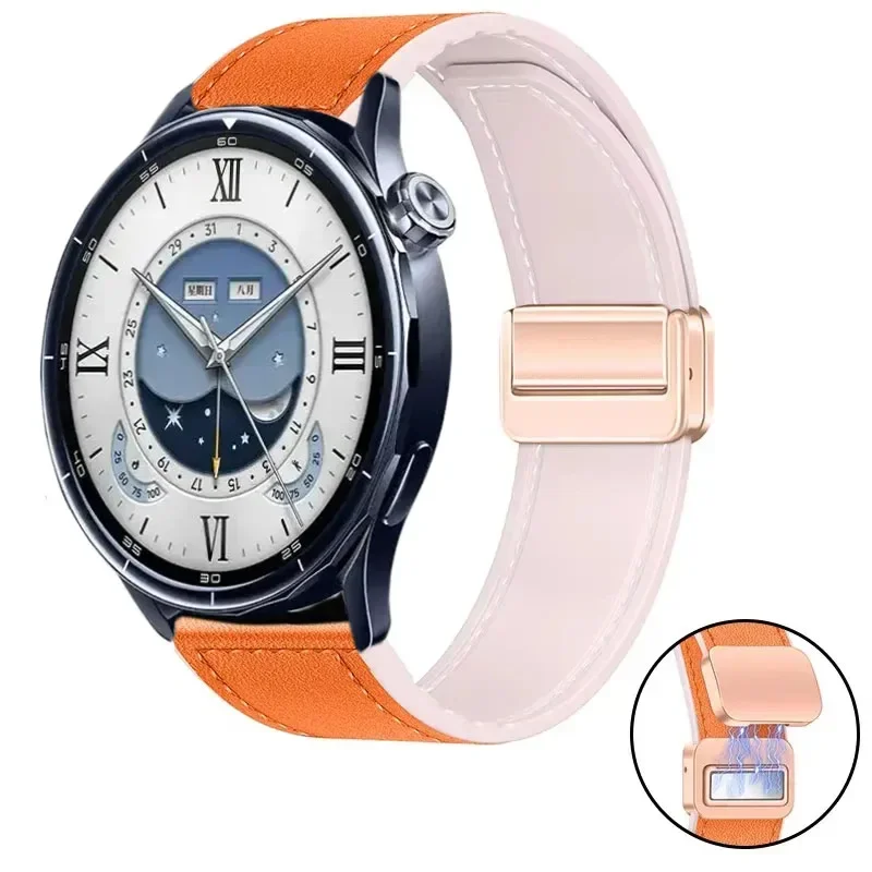 20/22mm Silicone+Leather Strap For Xiaomi Watch S5-4-3-2 Magnetic Buckle Watchband Amazfit Balance 3 2 1/Bip 6 5 Max/Helio Belt view 3