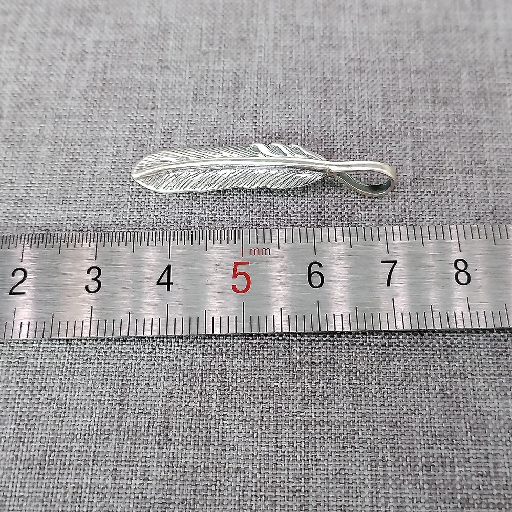 1 Piece of 925 Sterling Silver Oxidized Feather Charm Bird Pendant for Bracelet Necklace 2