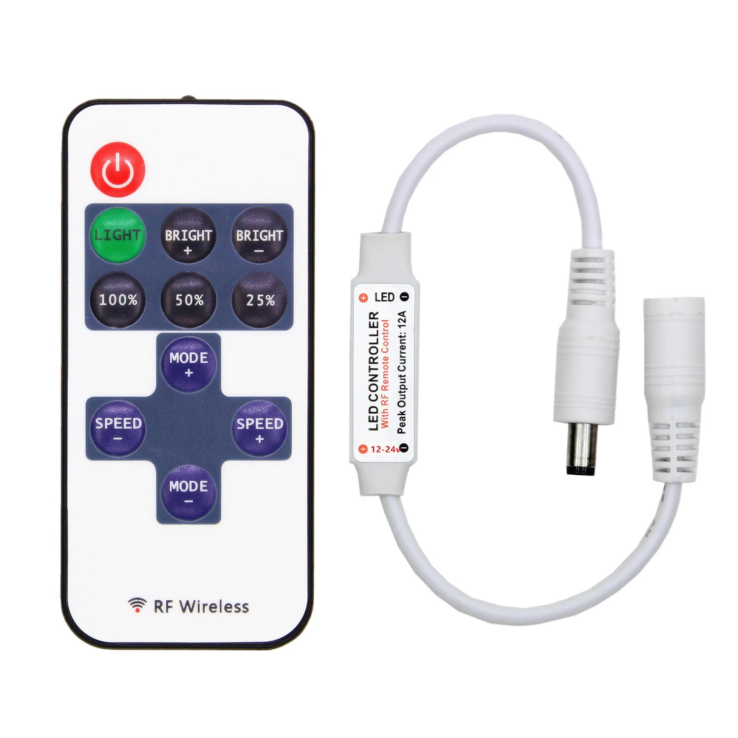 12V LED Strip Controller Mini Dimmer RF Wireless Remote 11key DC 5V 12V 24V Controller for LED Strip Light Single Color