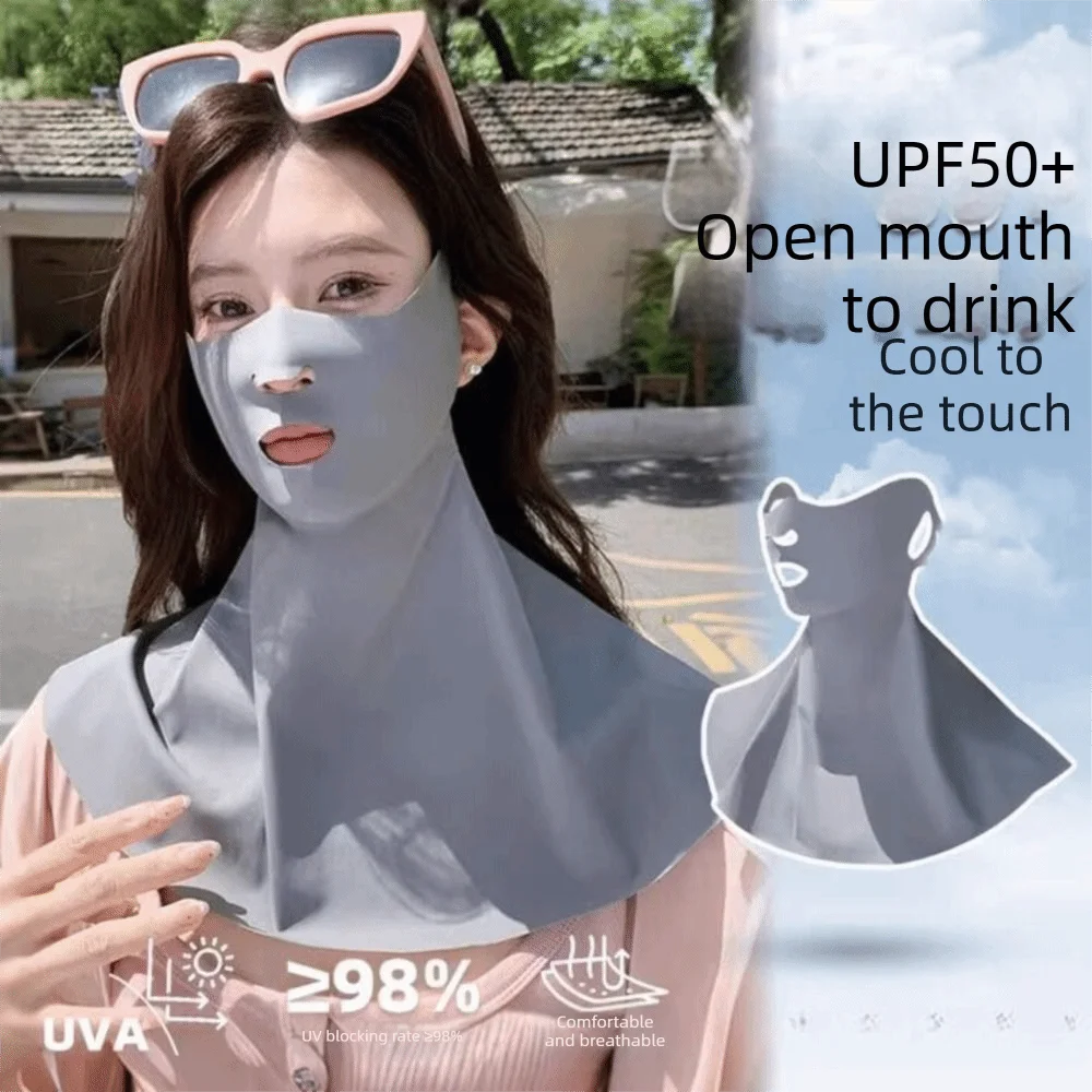 

Breathable Sun Protection Mask UV Protective Elastic Riding Face Cover Korean Style Thin Ice Silk Mask Outdoor Sports