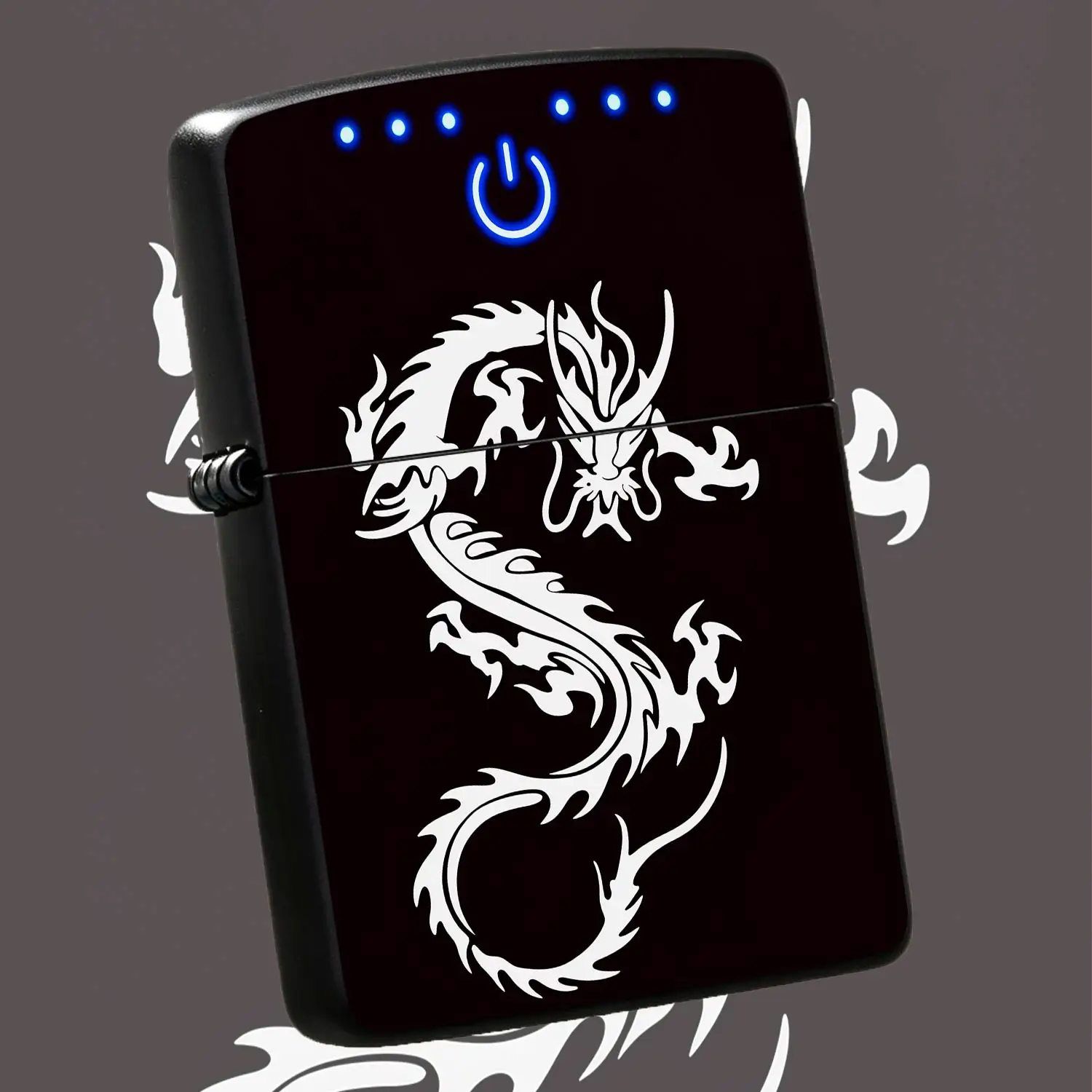 Creative Eastern Auspicious Dragon Totem Lighter With Cool Blue Glow Power Mark Stylish Portable Daily Ignition Accessory Ideal Gift For Friends Family Suitable For Camping Hiking Party Various Scenarios Exquisite Decora A Humorous And Inte