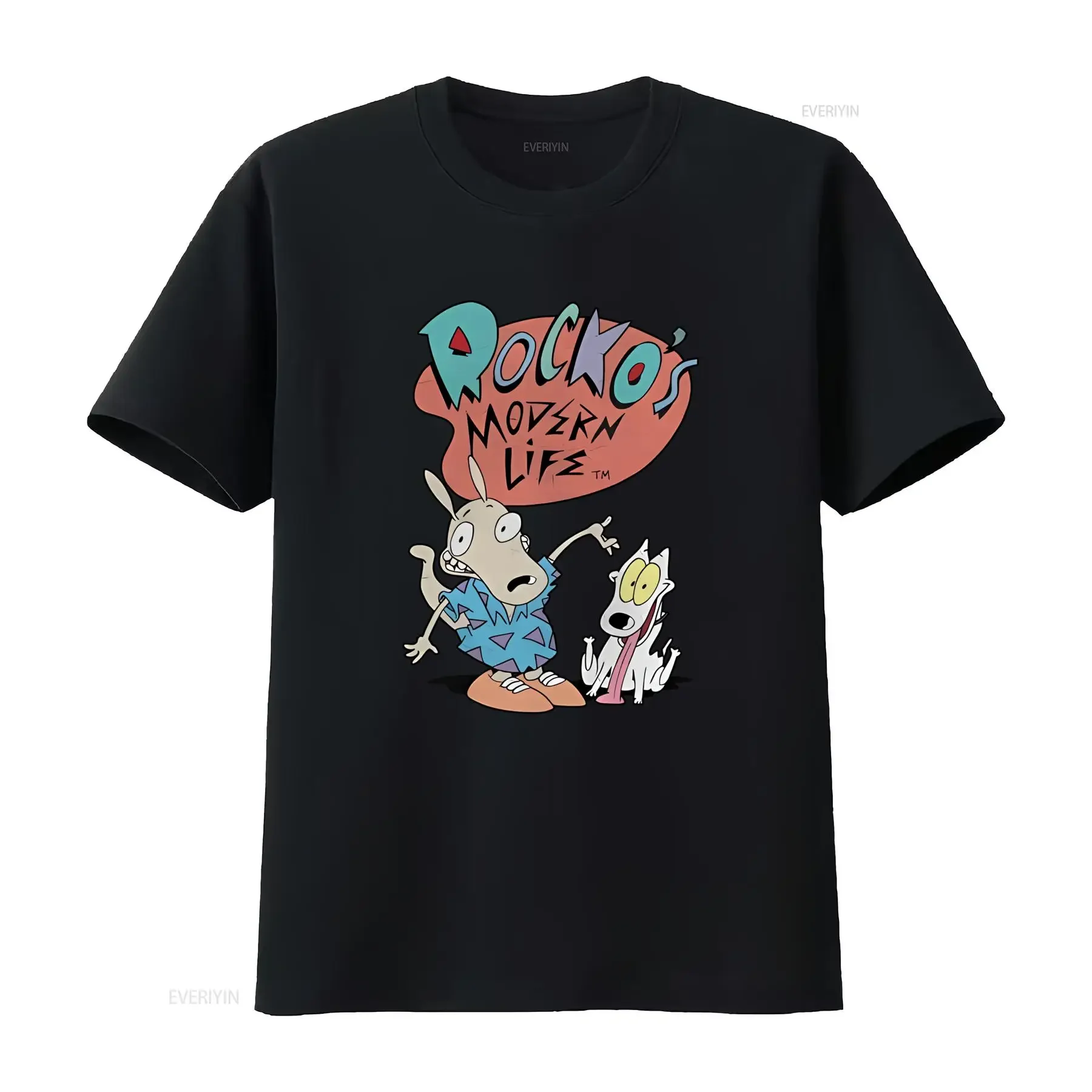 Rocko's Modern Life Mens T Shirt Rocko Spunky Posed Under Logo Print Casual vintage Washed designer clothes Breathable Stylish
