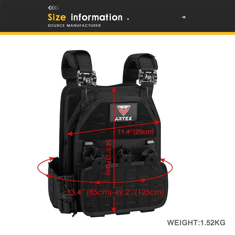 

Light Weight Quick Release Combat Plate Carrier 1000D Nylon Molle Chaleco Tactico Tactical Vest Hunting