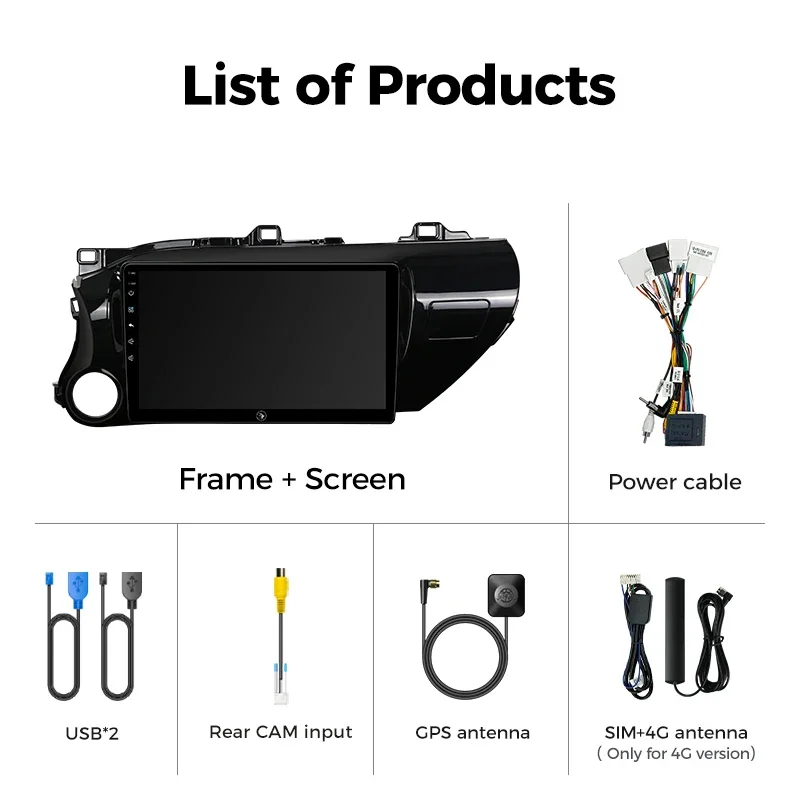 Ainavi Car Radio For Toyota Hilux LHD 2015 2016 2017 2018 2020 2021 2023 Wireless Carplay Android Auto Multimedia Player Stereo