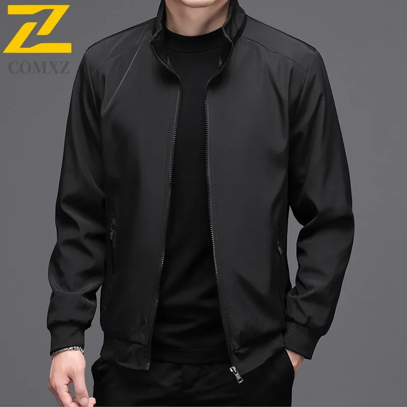 

COMXZ 2025 Men's Casual Slim Fit Stand Collar Lightweight Warm Zipper Jacket Autumn Winter Versatile Waterproof Coat