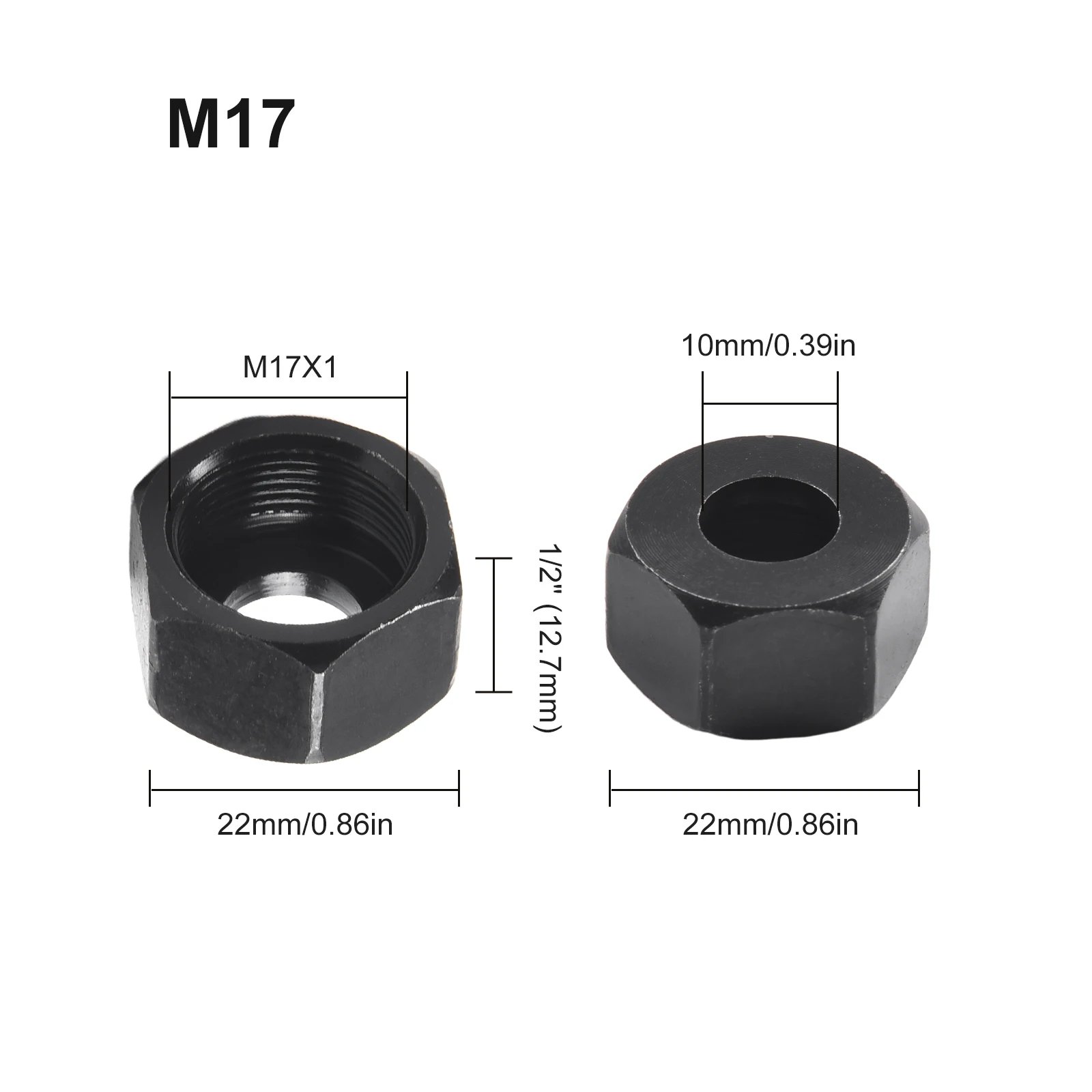 Collet Chuck Adapter with M17 Nut for Engraving Machine Router Accessories Supports 6 6.35 8mm Collet Mounting