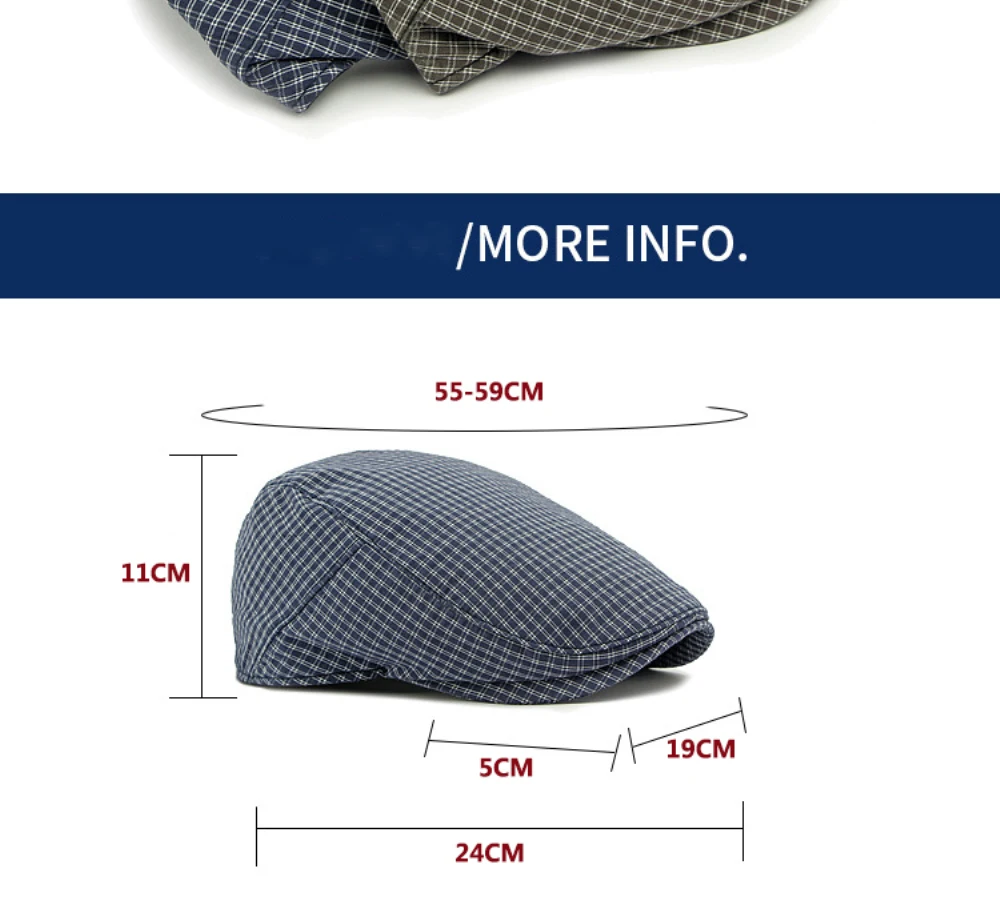 HT4799 Herren- und Damen-Baskenmützen für Frühling, Sommer und Herbst, Künstler- und Malermütze, Unisex Ivy Flat Cap, Verstellbare Karierte Baskenmützen – Detail 4