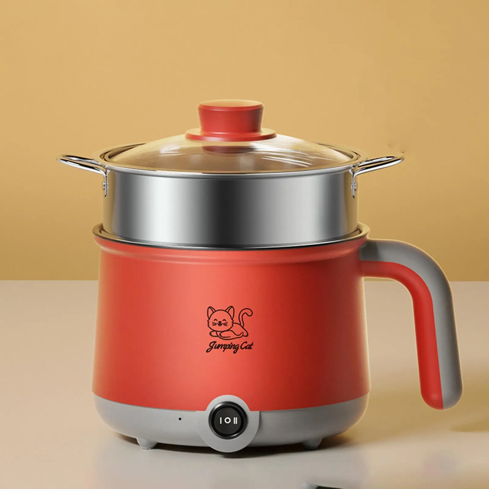 1.8L Electric Hot Pot with Steamer Hotpot Ramen Cooker Rice Cooker Mini Cooking Machine for Kitchen Home Office