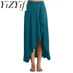 Women's Ballet Dance Skirt Tango Latin Dancewear Irregular Elastic Waist Long A Line Skirt Fashion Stage Performance Costume