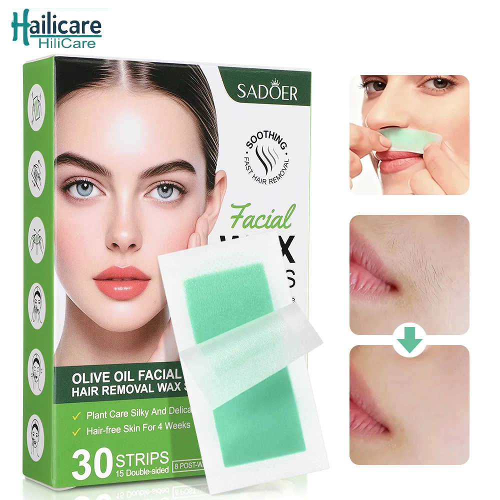 

30 Pcs Olive Oil facial Hair Removal Wax paper Armpits Leg Hair And The Whole Body Face Neck Arm Leg Body Removing Hair Beauty