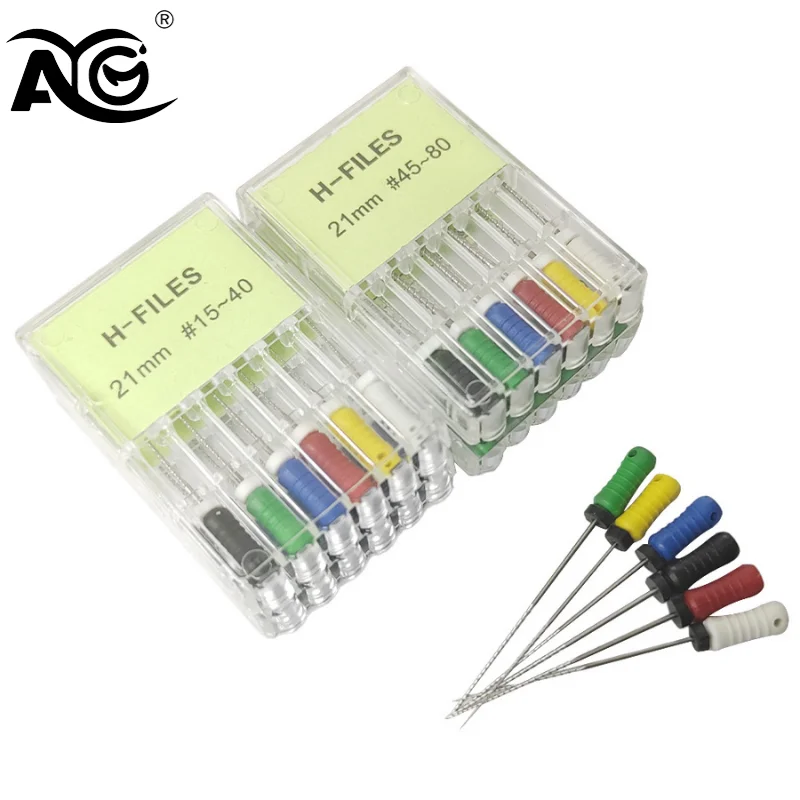 AG Dental Hand Use K-File/H-File 21/25/31mm Stainless Steel Endodontic Root Canal Files Dentist Endodontic Treatment Instrument