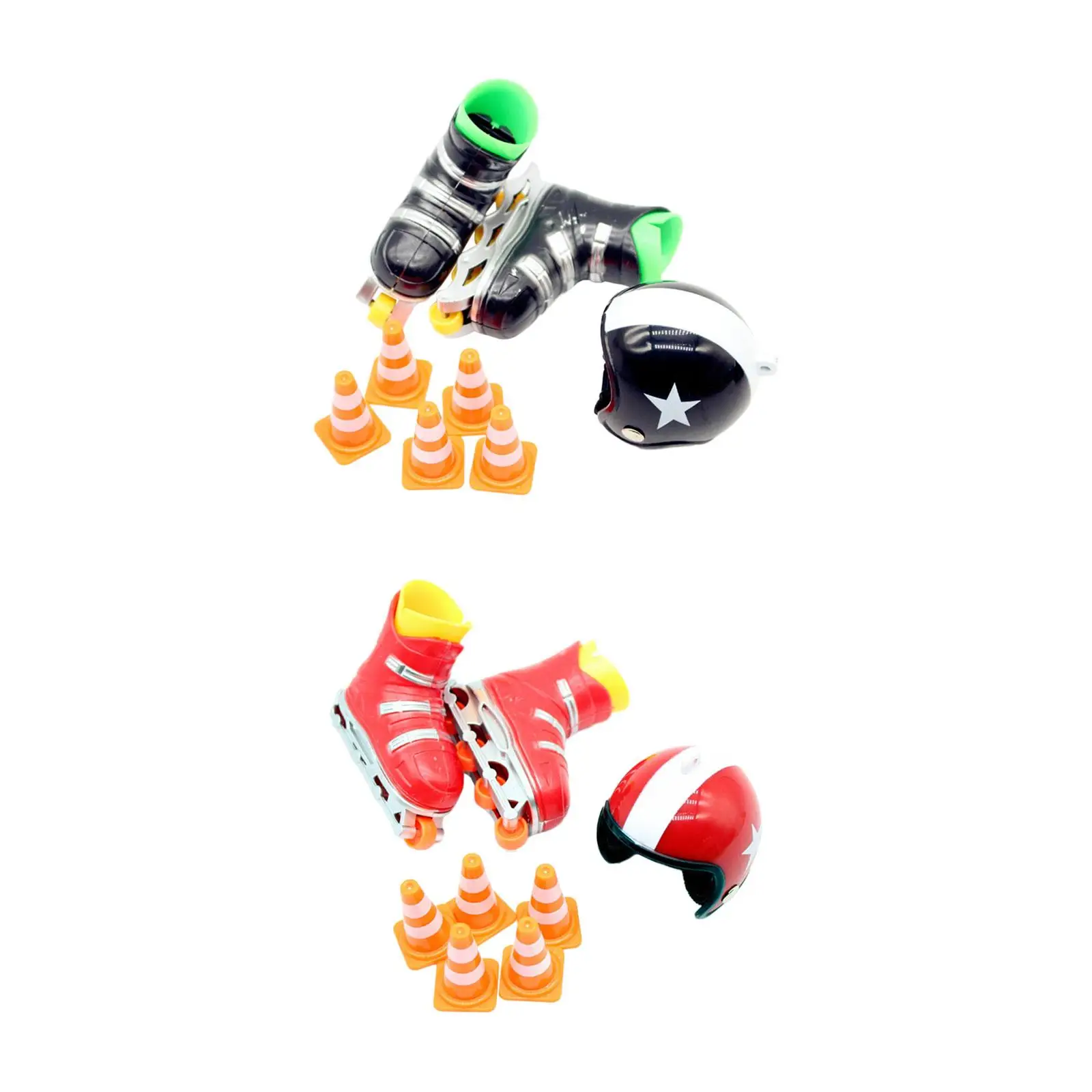 

Miniature Skates Set with Helmet and Roadblocks Dollhouse 1 12 Scale Simulation for Miniature Accessories