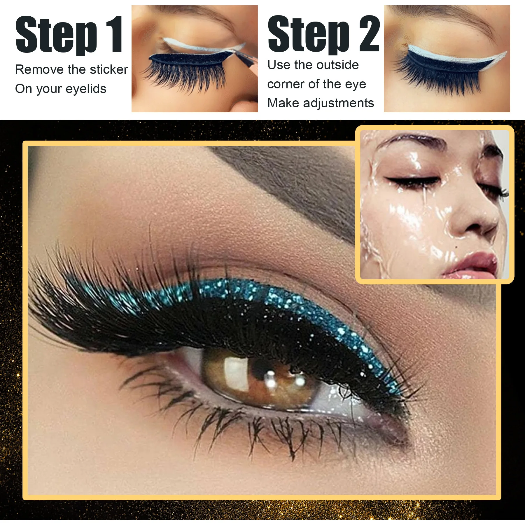 4Pairs Eyeliner Eye Shadow Patches Self Adhesive 4 Colors Sparkling Powder Eye Makeup Patches Beauty Tools For Women