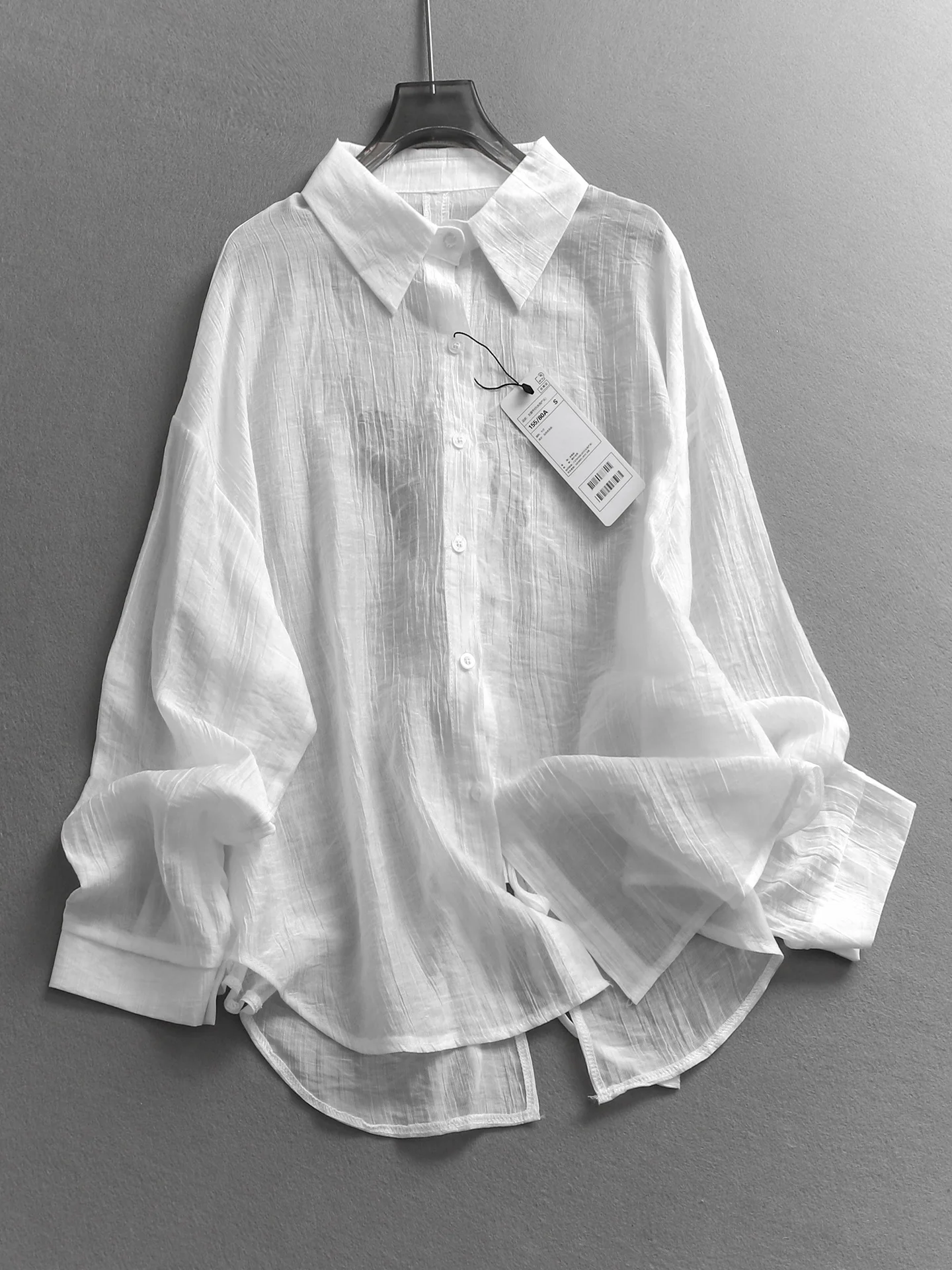 

Ladies' Casual Loose Fit Long Sleeve Sun Protection Shirt Hollow out Design Lightweight Cool Feeling Pure Color Back