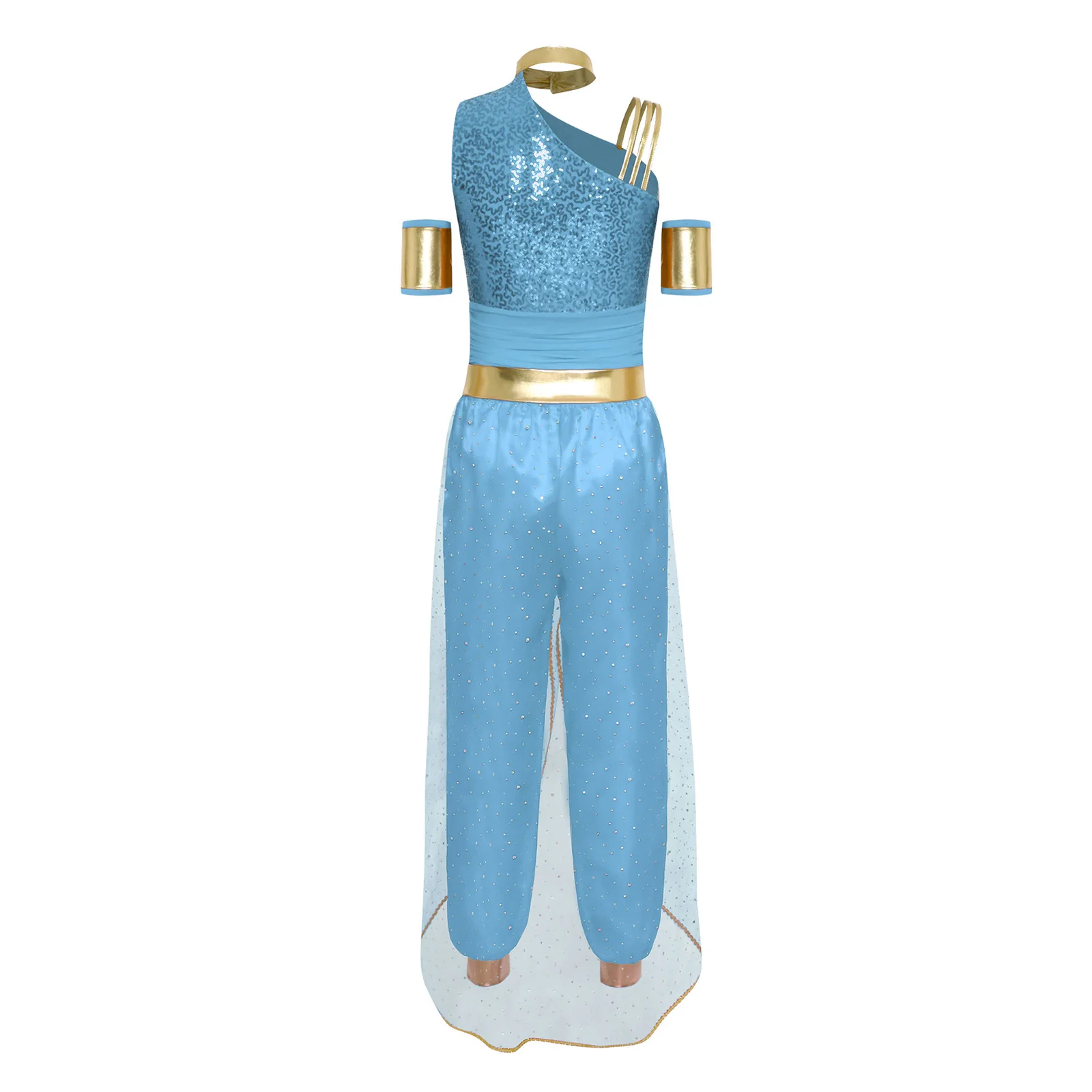 Womens Arabian Princess Dress Indian Dance Performance Rompers Dress Halloween Cosplay Jasmines Costume Birthday Party Christmas view 4