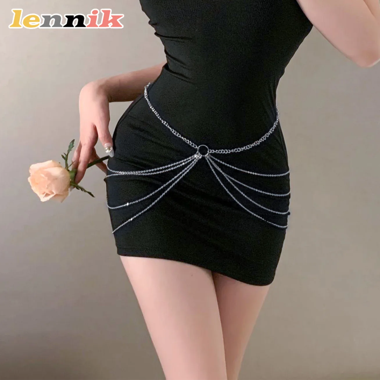 LENNIK Tassel Metal Multi-Layer Waist Chain, Women’s 3D Metal Tassel Design, Must-Have for Music Fest/Gatherings,Trendy