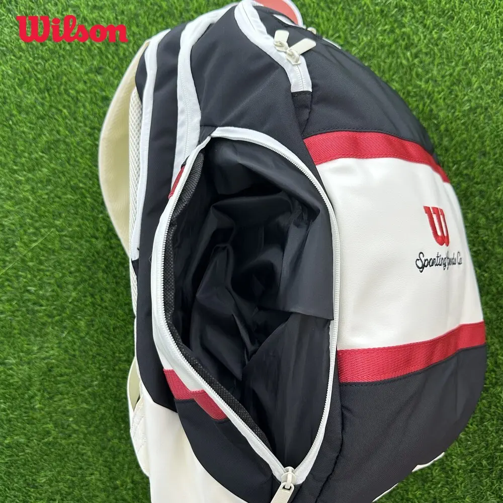 Wilson 2024 Tennis Bag New COURAGE Series Red, White, Black Backpack 9-Pack Tennis Racket Bag Accessories Bag for Men and Women