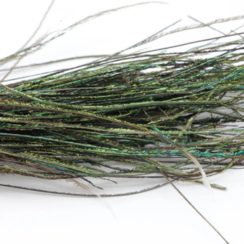 Gloss Peacock Herl Feather Wire Herl 10-18cm(Approx) 200Pcs/Bag Bait Eacock Feather Fishing Fly Peacock Ribbon