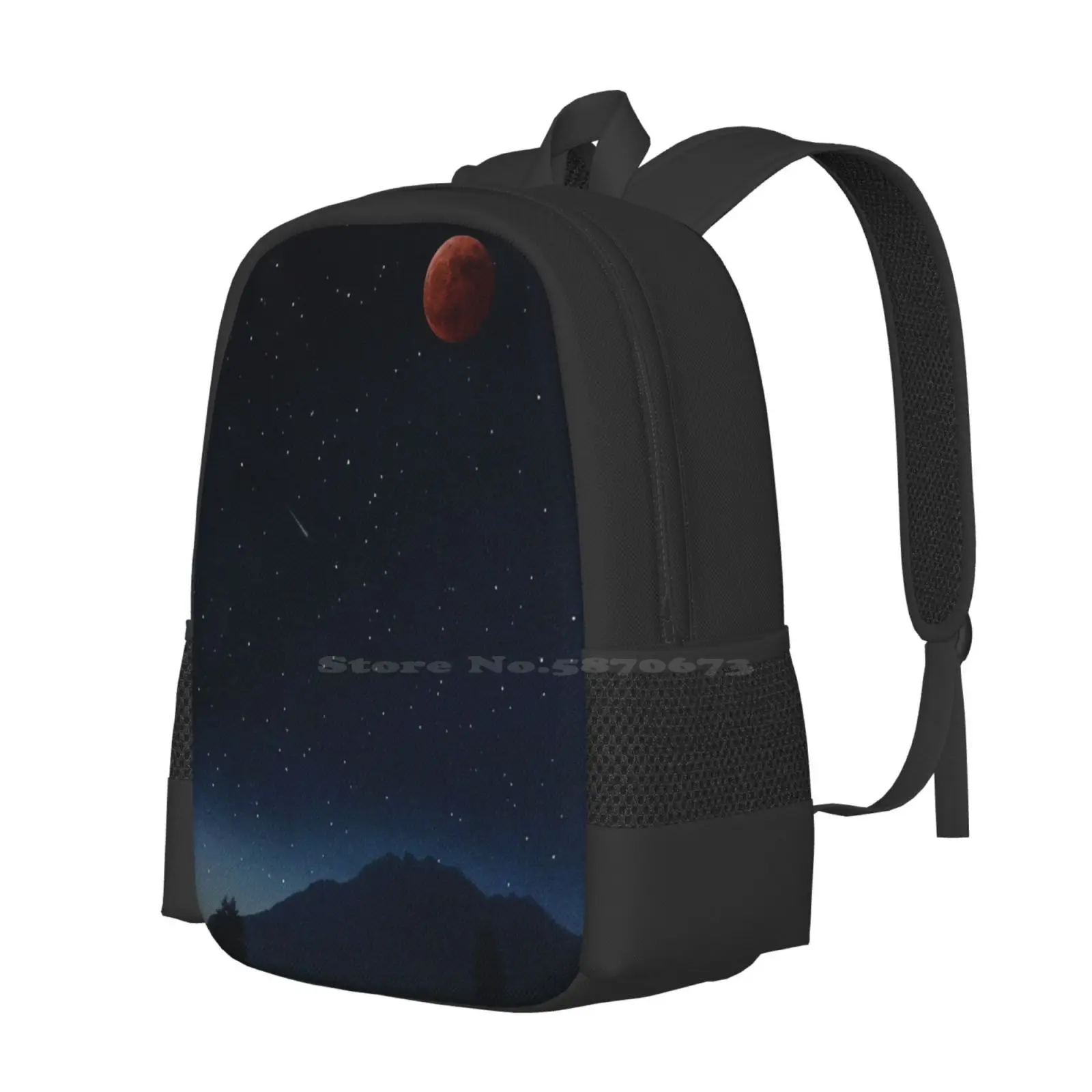 Night Divine Hot Sale Schoolbag Backpack Fashion Bags Retrofuturism Surreal Hash Vagabond Hashvagabond Red Moon Space Proxima