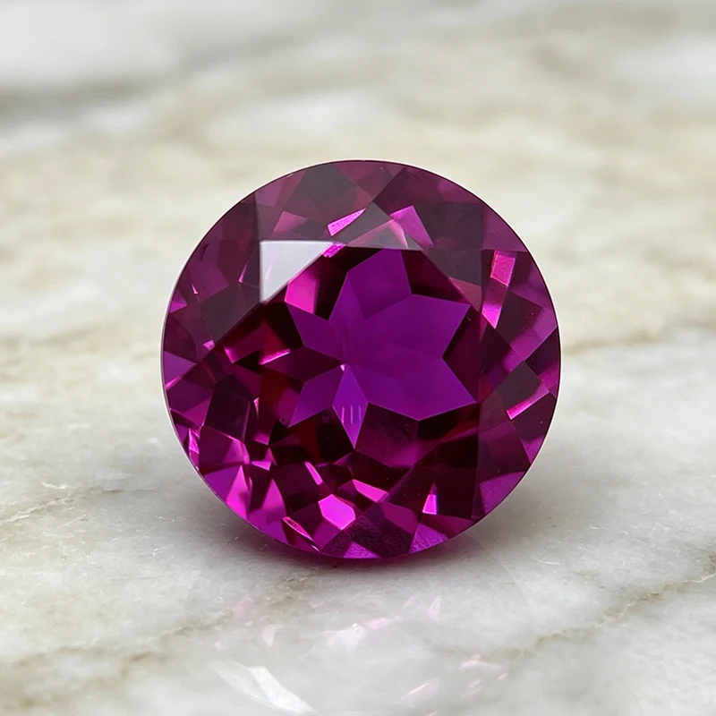 Laborgezüchteter Saphir im Rundschliff, Sakura-Hot-Pink-Farbe, Edelstein-Anhänger für DIY-Ringe, Halsketten und Ohrringe, mit wählbarem Zertifikat – Detail 4