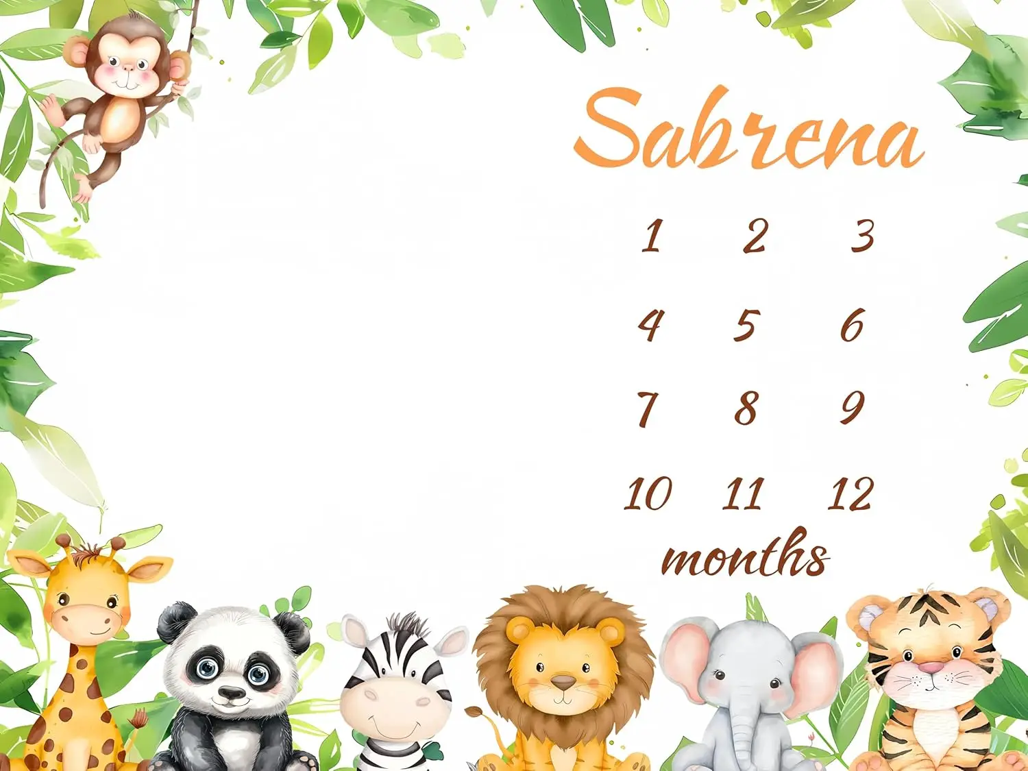 VIKAMA Baby 100 يوم معلم صور الدعامة بطانية ديكور، تقويم مخطط نمو حديثي الولادة، بطانية معلم شهرية، تصميم كرتوني