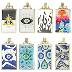 Juya 18K Gold Plated Colorful Painting Enamel Hamsa Fatima Greek Evil Eye Charms For DIY Talisman Turkish Pendant Jewelry Making