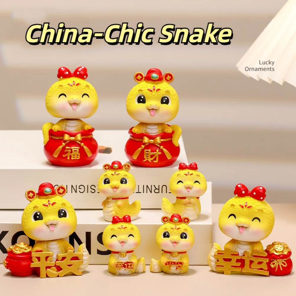 Cute Snake Year Zodiac Gifts Good Fortune Snake Toy Figure Desktop Decoration Wealth Lucky Cartoon Doll 2025 New Year Decoration