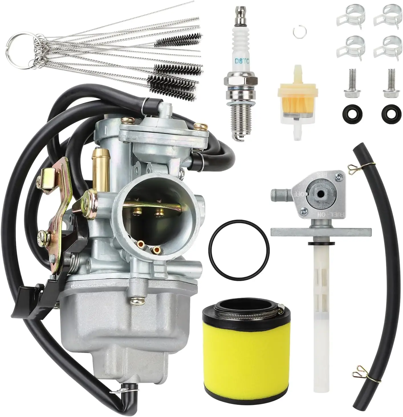 Recon 250 Carburetor Kit for Honda TRX 250 Fourtrax TRX250ER (1997-2007 ATV) Carburetor Replacement with Fuel Tank Petcock Valve