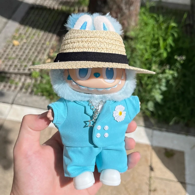 

GD в одном стиле для куклы Labubu, комплект одежды, милый костюм для куклы Labubu, аксессуары для самостоятельного изготовления, костюм с синей ромашкой 15-17 см, наряд одежды