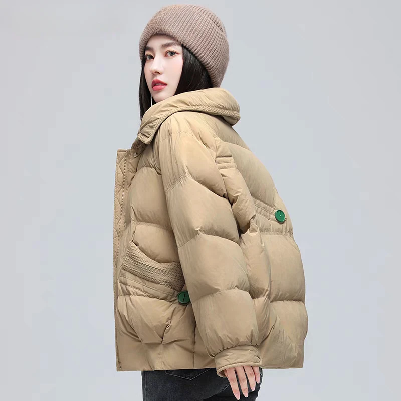 Duck Down Jacket for Women, Loose Warm Jacket, Thickened Fashion, New, Fall and Winter, 2024