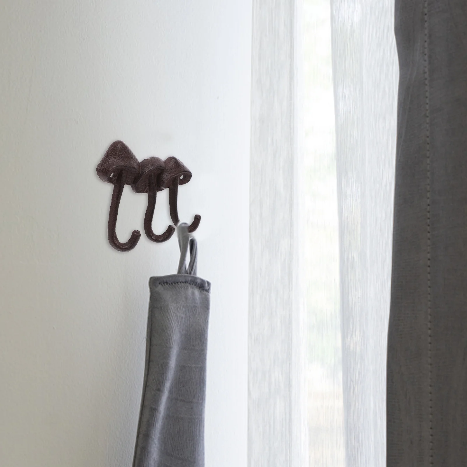 2 Pcs Cast Iron Mushroom Hook Bag Hooks for Wall Vintage Ordinary Multifunctional Mounted Holder Purse