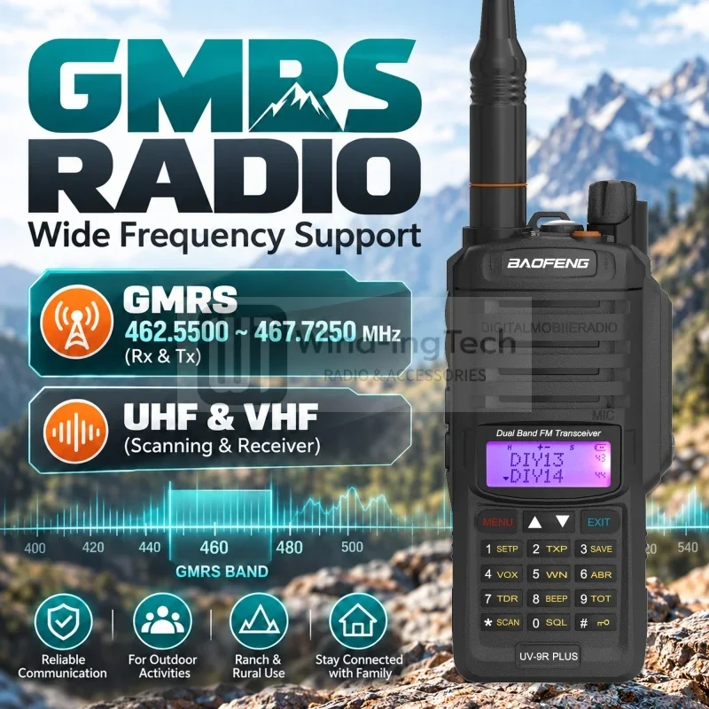 Baofeng UV-9R Plus Ham Radio IP67 GMRS 462.5500-467.7250 MHz DIY Repeater Channel V/UHF USB-C Charging 128CH UV-9G Walkie Talkie