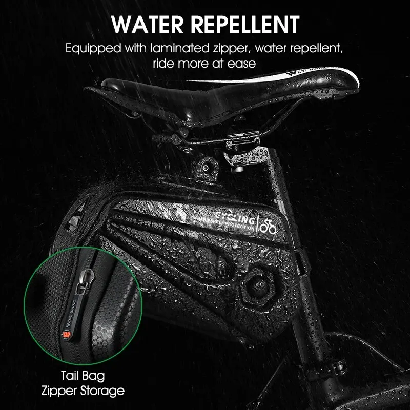 WEST BIKING Bicycle Tail Bag 2.6L Capacity Reflective Cycling Saddle Bag Waterproof Hard Shell Pouch MTB Road Bike Accessories