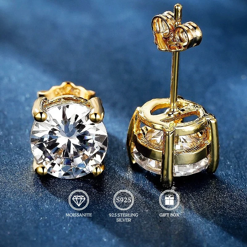 

1pair 0.5/1/2/3 Ct Gorgeous 925 Silver Moissanite Stud Earrings: Perfect for Anniversaries, Birthdays and Christmas Gifts.