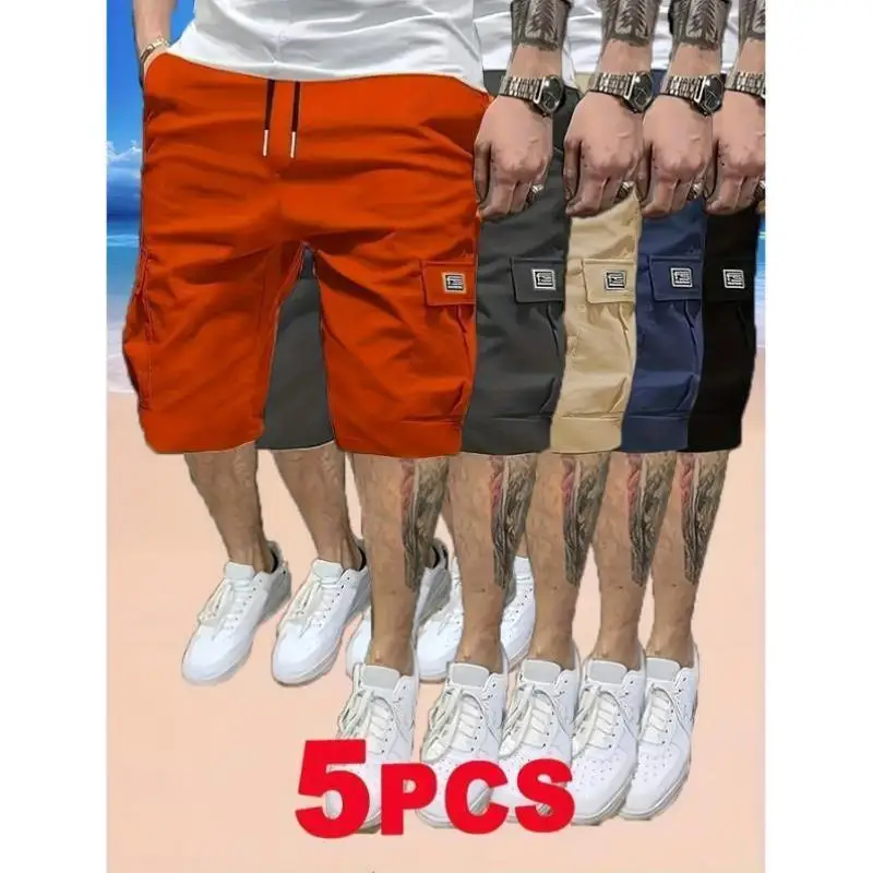 

Khaki Men's Mid-Waist Knee-Length orts Retro Sle Ciwalk Nine-Piece Pants Elastic Micro Stretch Tee Acetate Fiber