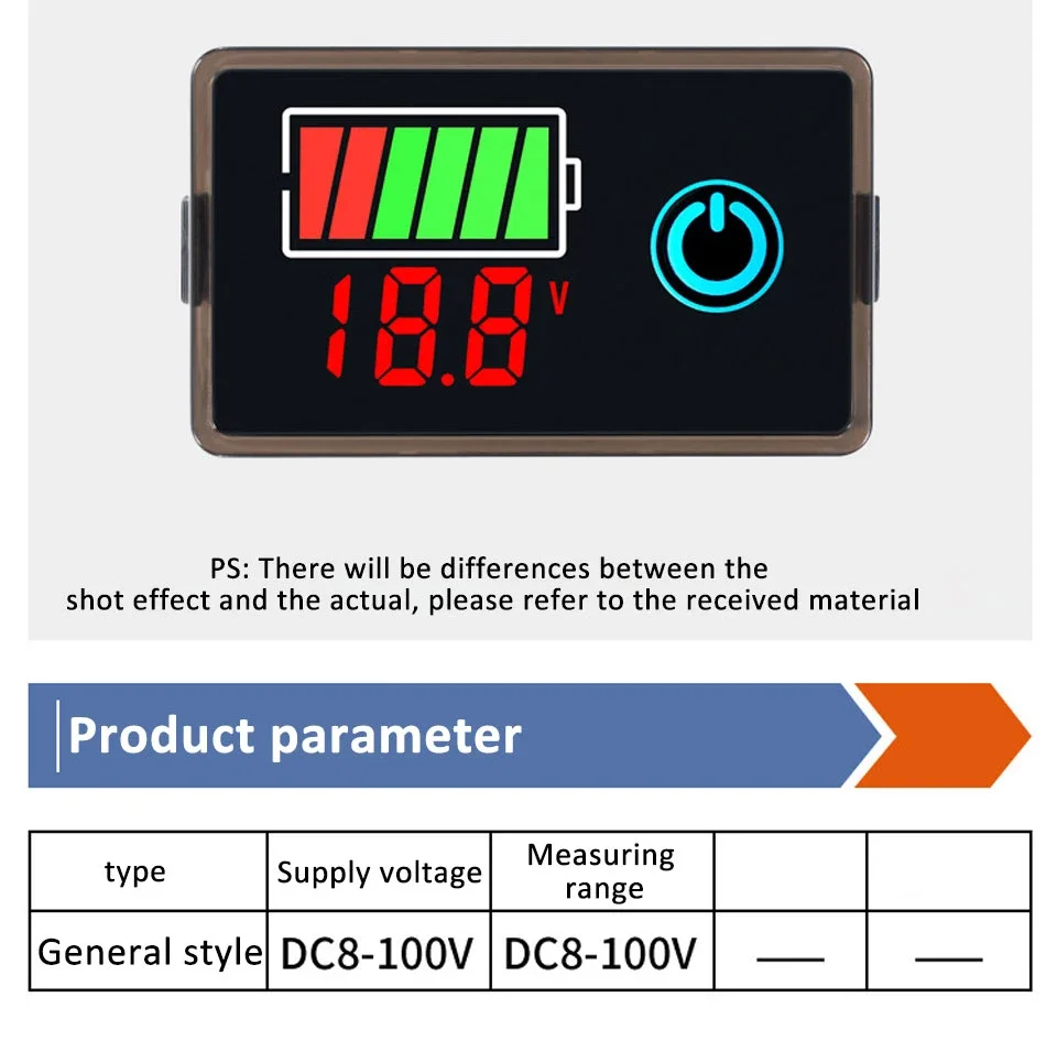 بطارية السيارة الرقمية الفولتميتر DC8-30V/100 فولت LED مؤشر مستوى شحن البطارية الرصاص الحمضية ليثيوم سعة البطارية العالمية متر