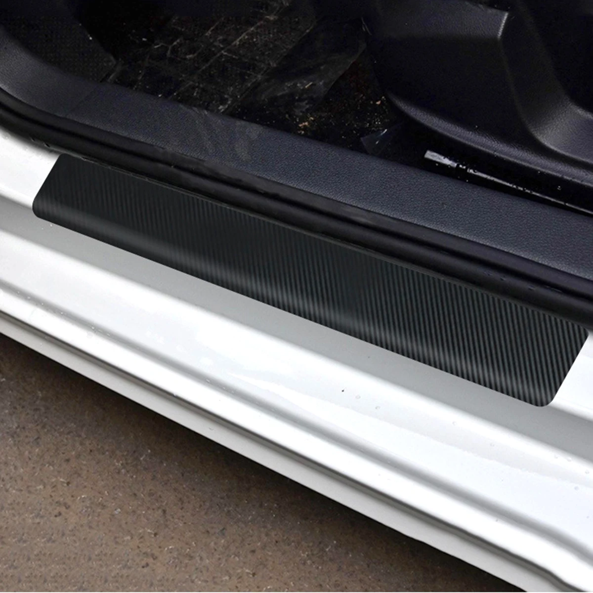 

Carbon Fiber Door Sill Stickers Car Anti scratch Protector Black Styling Film Universal Kick Plate Scuff Proof